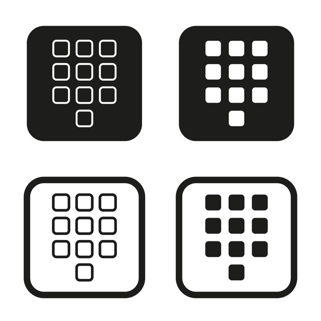 App menu icons Grid dot symbols Vector mobile buttons Square layout shapes