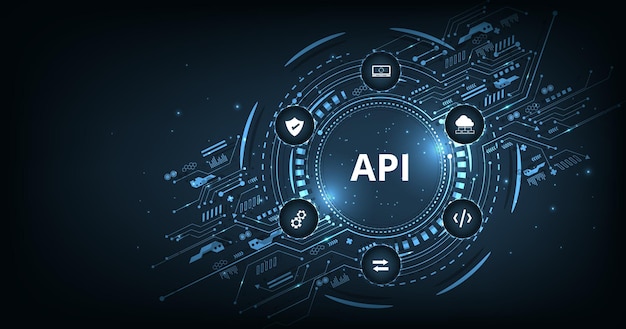 application programming interface api on blue background