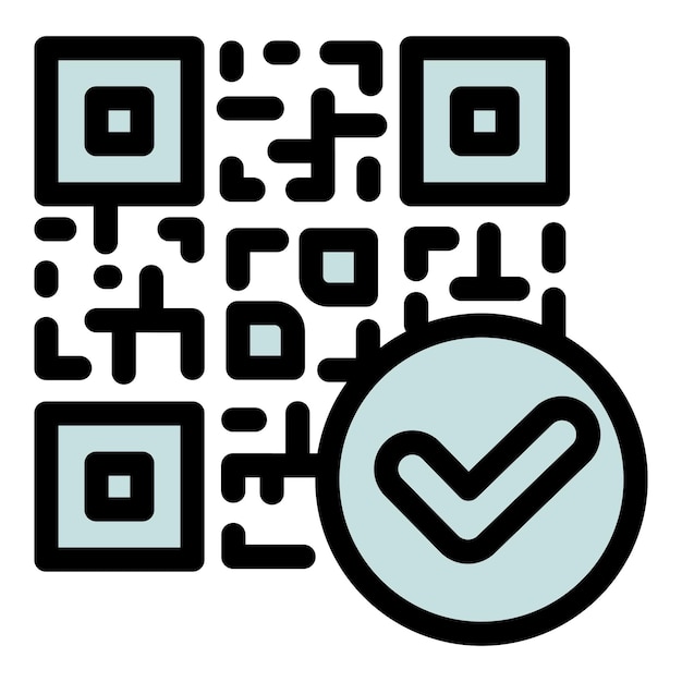 approved qr code icon outline vector barcode payment scanner app