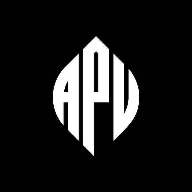 APU circle letter logo design with circle and ellipse shape APU ellipse letters with typographic style The three initials form a circle logo APU Circle Emblem Abstract Monogram Letter Mark Vector