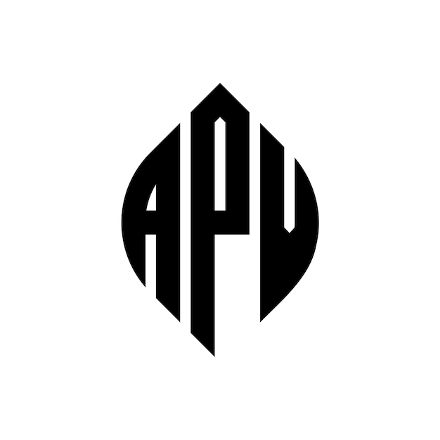 APV circle letter logo design with circle and ellipse shape APV ellipse letters with typographic style The three initials form a circle logo APV Circle Emblem Abstract Monogram Letter Mark Vector
