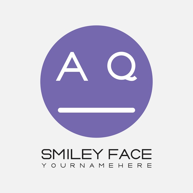 AQ initial monogram for Smiley face logo with circle style design