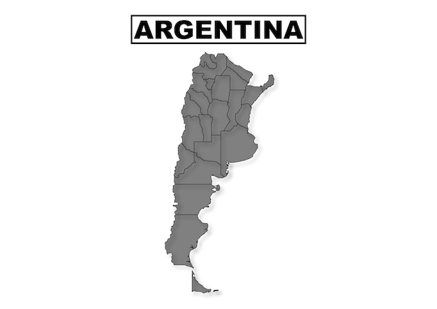 Argentina grey map outline with states or provinces