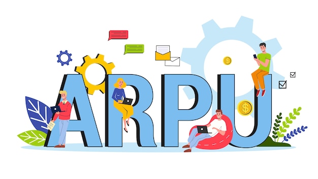 ARPU abbreviation. Average revenue per user concept