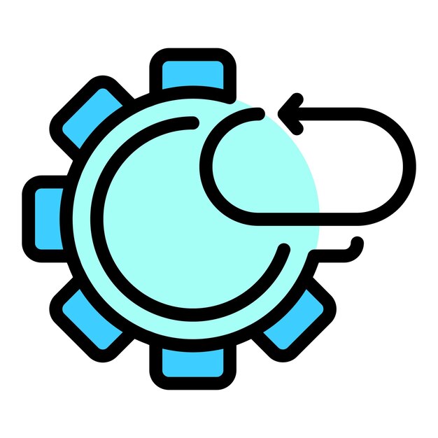 Arrow and gear icon Outline arrow and gear vector icon color flat isolated