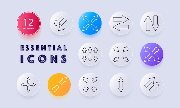Arrow direction set icon Arrows expand compress horizontal vertical diagonal navigation movement direction pointer interface adjustment alignment resize position orientation