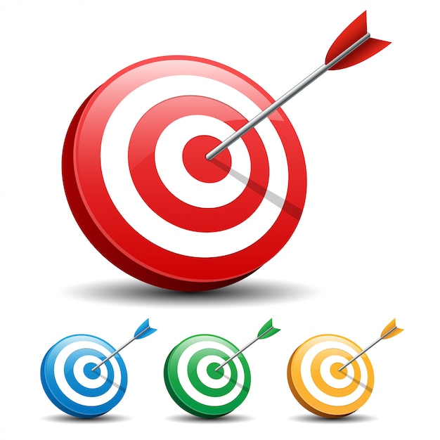 Arrow hitting a target on white background