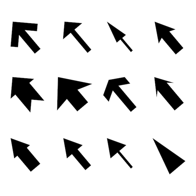 Arrow icon set Directional black arrows Minimalist vector symbols Navigation concept icons