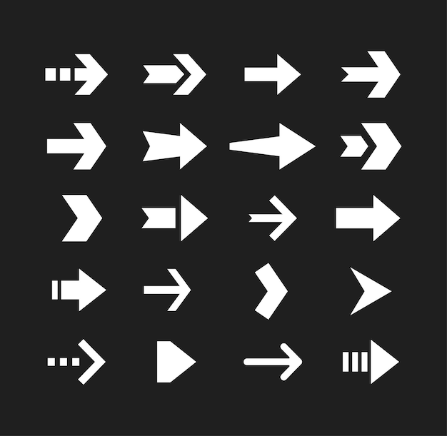 arrow icons isolated. set different arrows or web designs. vector illustration.