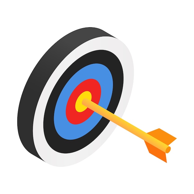 arrow in target isometric 3d icon isolated on white background