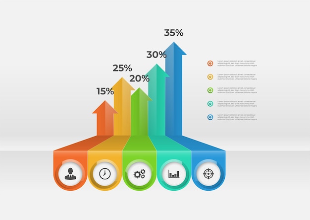 Arrow infographic elements with five options