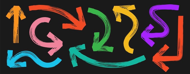 Arrow marker hand drawn bold style set