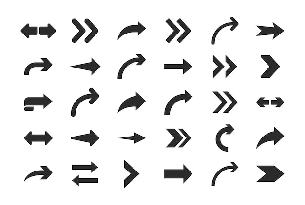 Arrows vector. Set flat different arrows isolated on white background.