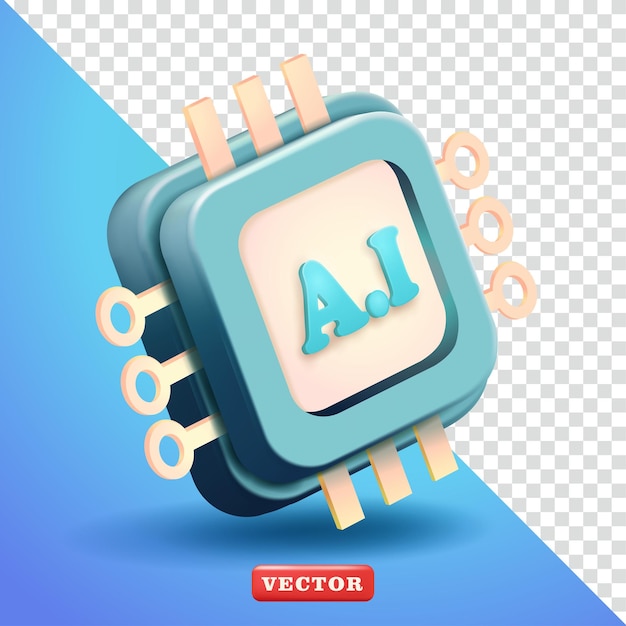 artificial intelligence chip 3d vector suitable for technology and design elements