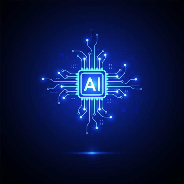 Artificial intelligence chipset on circuit board in futuristic concept technology artwork
