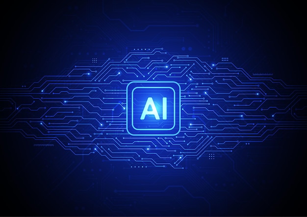Artificial intelligence chipset on circuit board in futuristic concept technology artwork