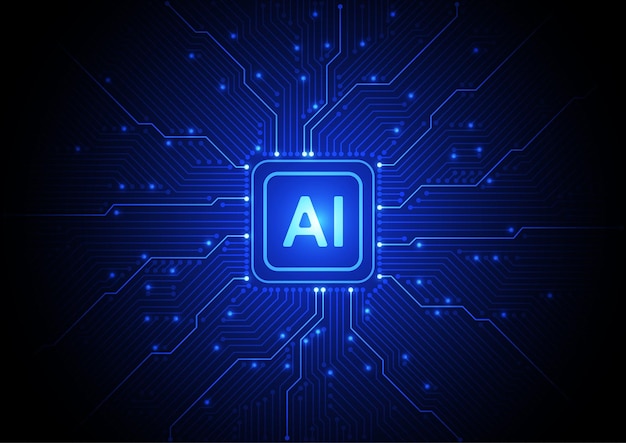 Artificial intelligence chipset on circuit board in futuristic concept technology artwork