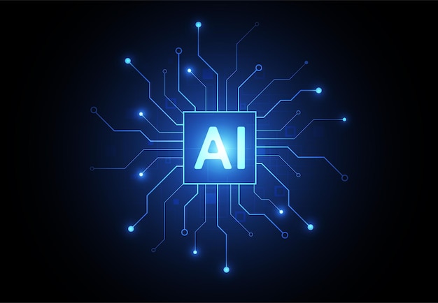 Artificial intelligence chipset on circuit board in futuristic concept technology artwork