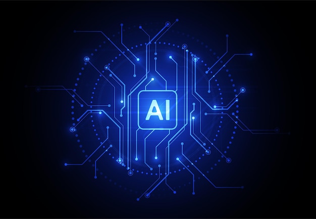 Artificial intelligence chipset on circuit board in futuristic concept technology artwork