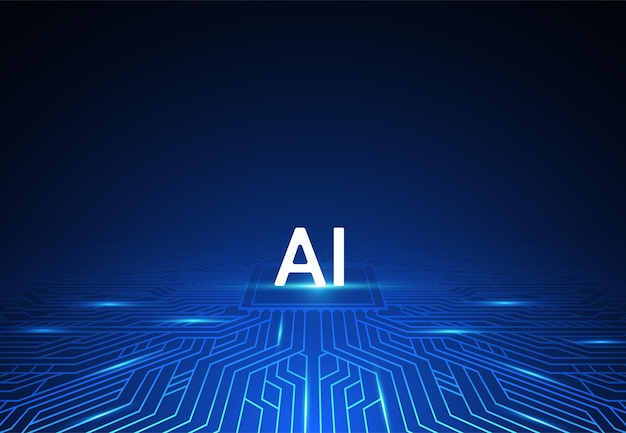 Artificial intelligence chipset on circuit board in futuristic concept