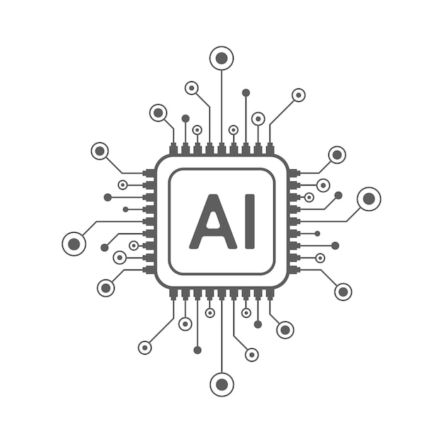 Artificial intelligence circuit line style Machine learning design Smart network digital technology AI Vector illustration