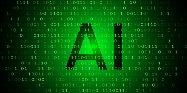 Artificial Intelligence Concept Background with a Stream of Binary Code Flow in a Futuristic Design