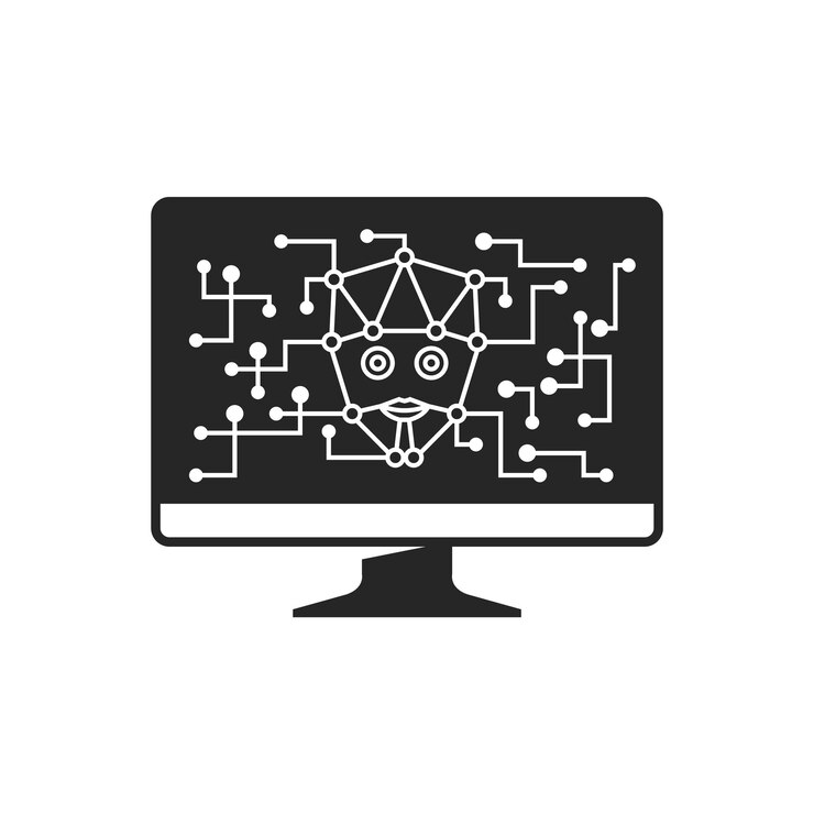 Vector artificial intelligence concept icon in black and white