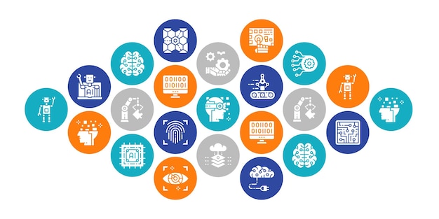 Artificial Intelligence concept vector design Robotics Chatbot Database Big Data illustration
