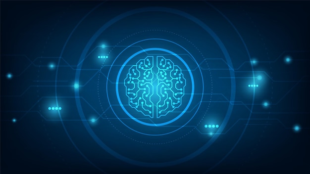 Artificial intelligence cybernetic circuit brain inside high technology to create artificial intelligence AI concept vector illustration