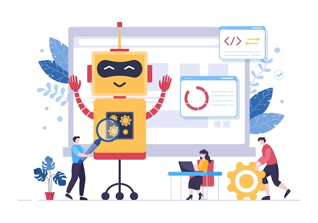 artificial intelligence digital brain technology and engineering concept with programmer data or systems that can be set up in a scientific context. vector illustration