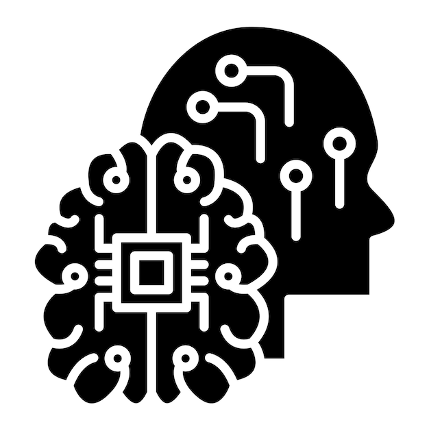 Artificial Intelligence Glyph Solid Black Illustration