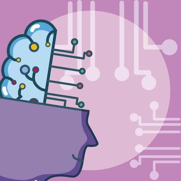 Artificial intelligence head silhouette 