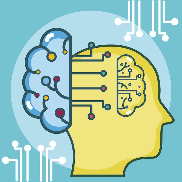 Artificial intelligence head silhouette 