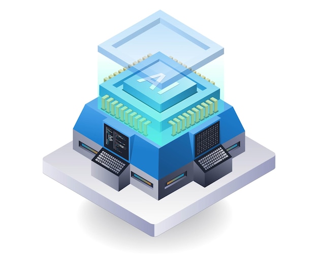 Artificial intelligence high technology concept flat isometric 3d illustration