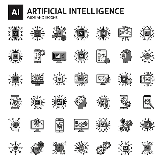 Artificial Intelligence Icons Set