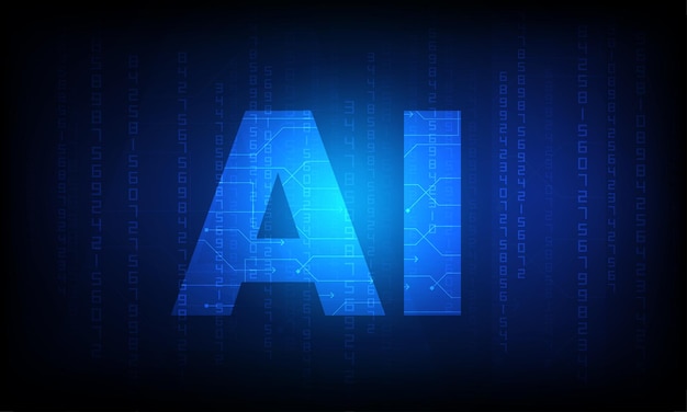 artificial intelligence illustration ai icon with digits on dark backgroundai