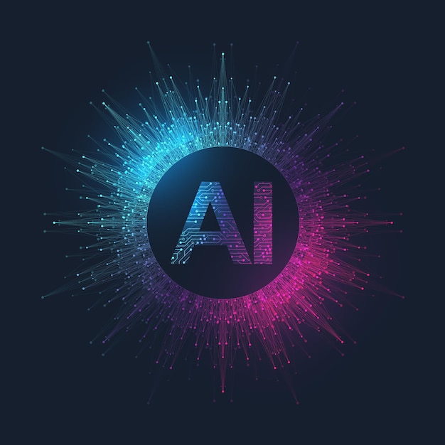 Artificial Intelligence Logo Plexus effect Future Tech Logo AI Artificial Intelligence and Machine Learning Concept Vector symbol AI Neural networks and another modern technologies concepts