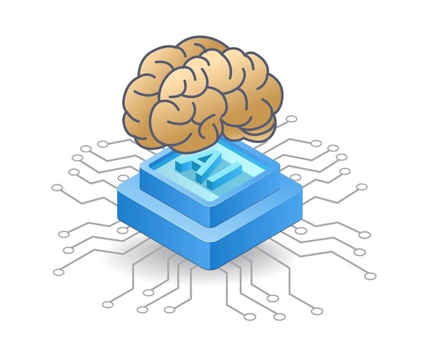 Artificial intelligence network management concept flat isometric 3d illustration