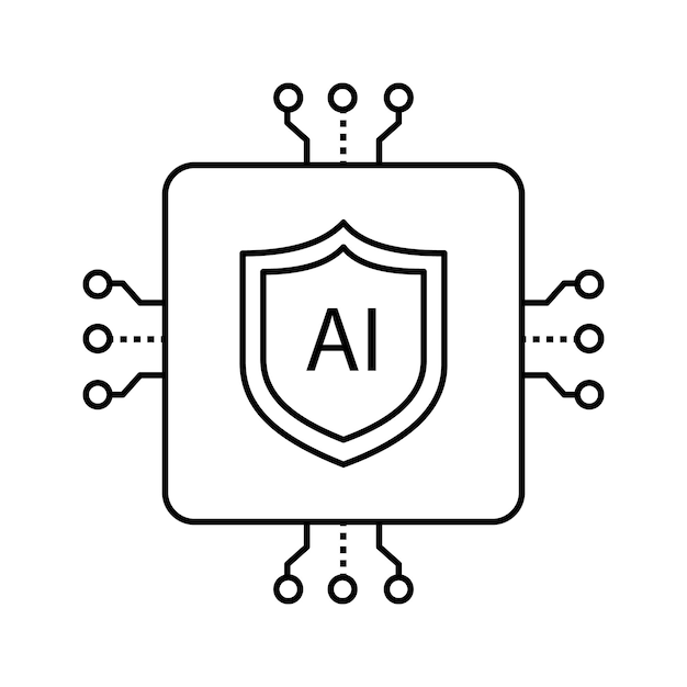 Artificial Intelligence Security Shield Vector ICon Design AI shield data protection cybersecurity