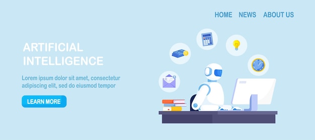 Artificial intelligence to help productivity Business automation AI robot help multitask Innovation technology for work efficiency Automation or robotic assistance