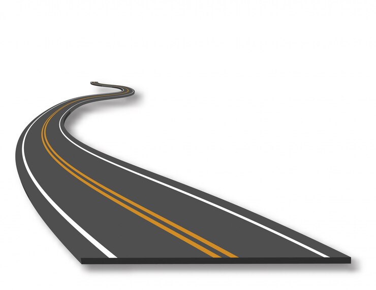 Vector asphalt road in scale, in perspective isolated