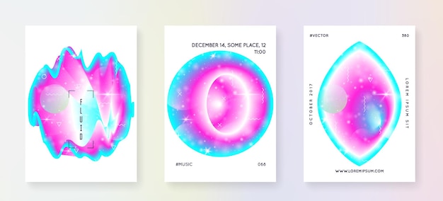 Astronomy flyer. Starry science cover set with planets, sun, deep fluid light. 3d magic dreamer unicorn sparkles. Holographic gradients. Astronomy flyer with galaxy shapes and star dust.