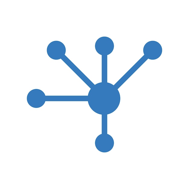 Atoms bond carbon physics icon Blue color design