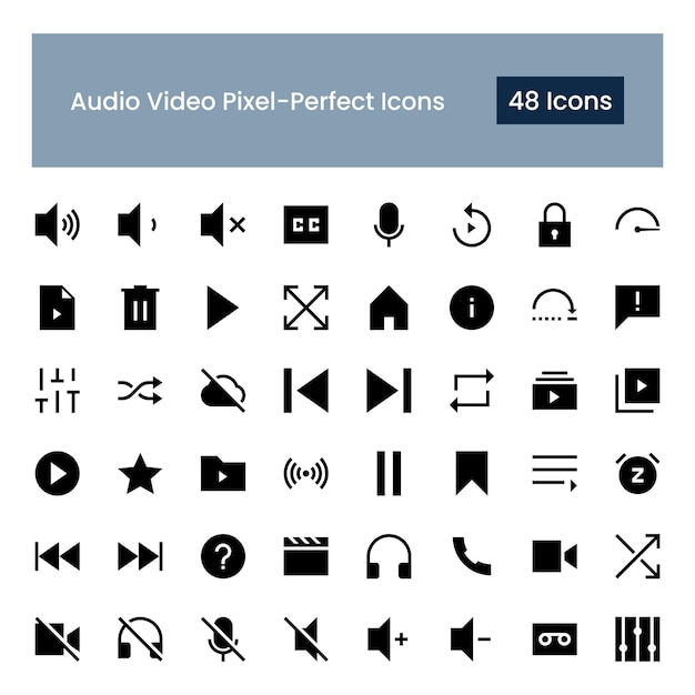 audio multimedia icons set
