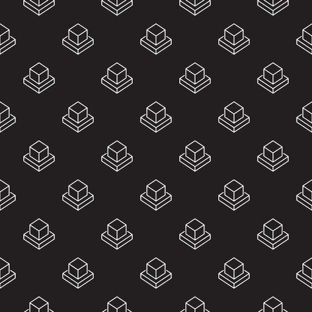 augmented reality cube vector dark seamless pattern