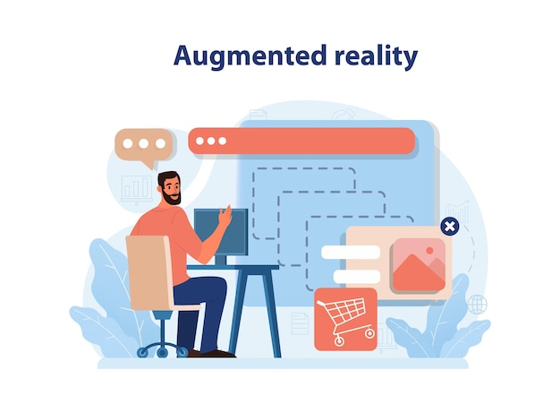 Augmented reality in marketing vr futuristic technology digital promotion in cyberspace or metaverse
