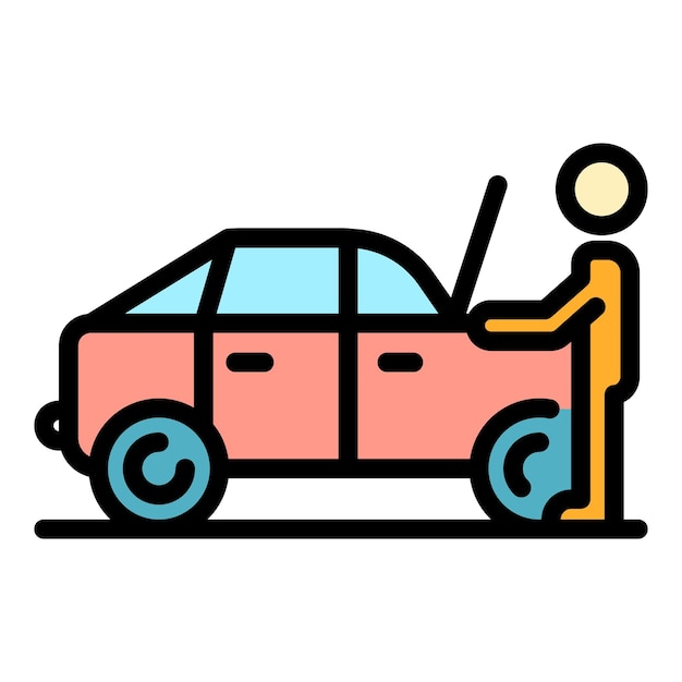 Auto mechanic icon Outline auto mechanic vector icon color flat isolated