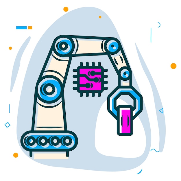 Autonomous Mobile Robots concept Robotic arm doing object manipulation Vector design Artificial