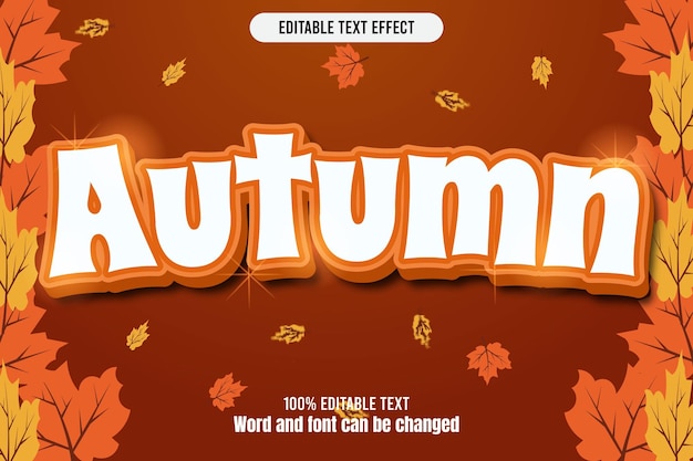 autumn editable text effect 3d emboss cartoon