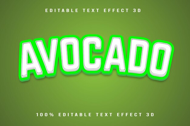 avocado editable text effect 3d emboss cartoon style